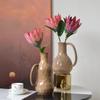 Fake Flower Decoration Soft Fake King Protea Artificial Thistle Flower Flocking Simulation Flower For Bouquet Decoration Home