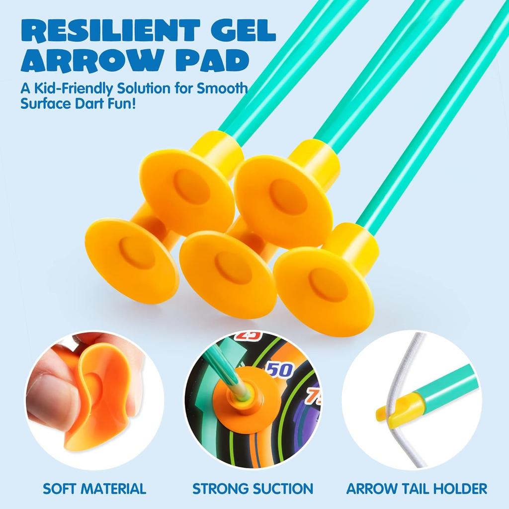 JOYFY Kids Bow and Arrow Set LED Light Up Archery Toy With 9 Suction Cup Arrows Target for Kid Ages 6-12 Outdoor Play Gift