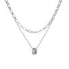 S925 Sterling Silver Double Layer Circle Necklace Cold Style Hip Hop Punk Light Luxury Necklace