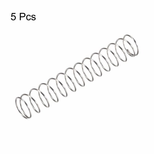 uxcell Compression Spring, 90mm, 304 Stainless Steel Coil Spring, 15mm Outer Diameter, 1mm Wire Diameter, 45mm Compression Length, 35N Load, Pack of 5