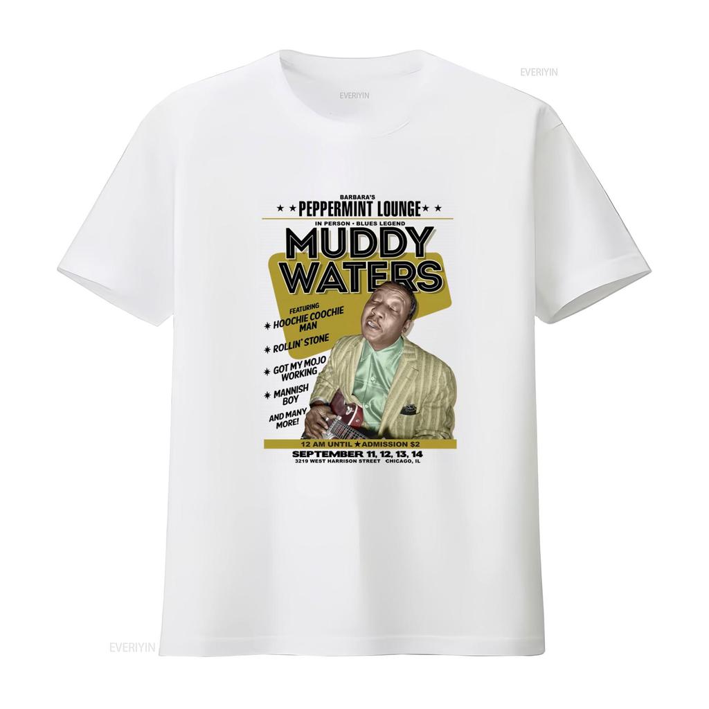 Muddy Waters T Shirt Peppermint Lounge Show Poster Blues Legend Design Official Mens vintage Washed Slightly graphic streetwear