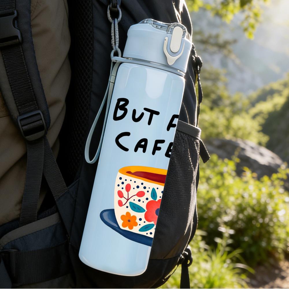 1PC Cafecito Floral Cup 750ml Color Plastic Sports Water Bottle Leakproof Flip Straw Lid Suitable for Sports Office Home Use
