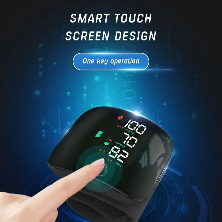 Перезаряжаемый тонометр на запястье Voice Smart Touch LED экран Цифровой автоматический тонометр BP пульс сфигмоманометр частота сердечных сокращений