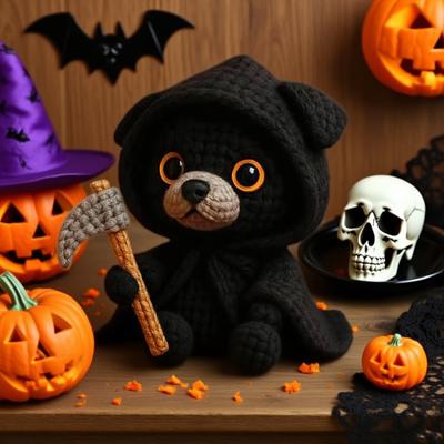 Ручная работа Крючком Фигурка Собаки Кошки Милое Вязаное Животное на Хэллоуин с Тыквой Подарок для Эмоциональной Поддержки для Любителей Собак Кошек