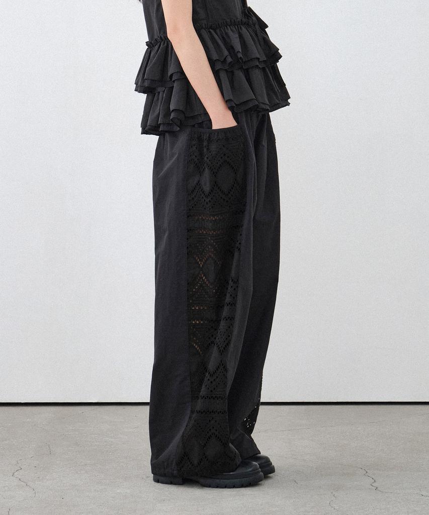 HELEMENT Women'S Eyelet Wide Pants (Black)