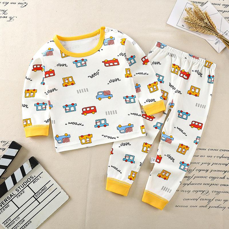 Winter Kids Long Sleeve O Neck T Shirt Pants Set Casual Baggy 2pcs Suit Cotton Cartoon Printes Outfit
