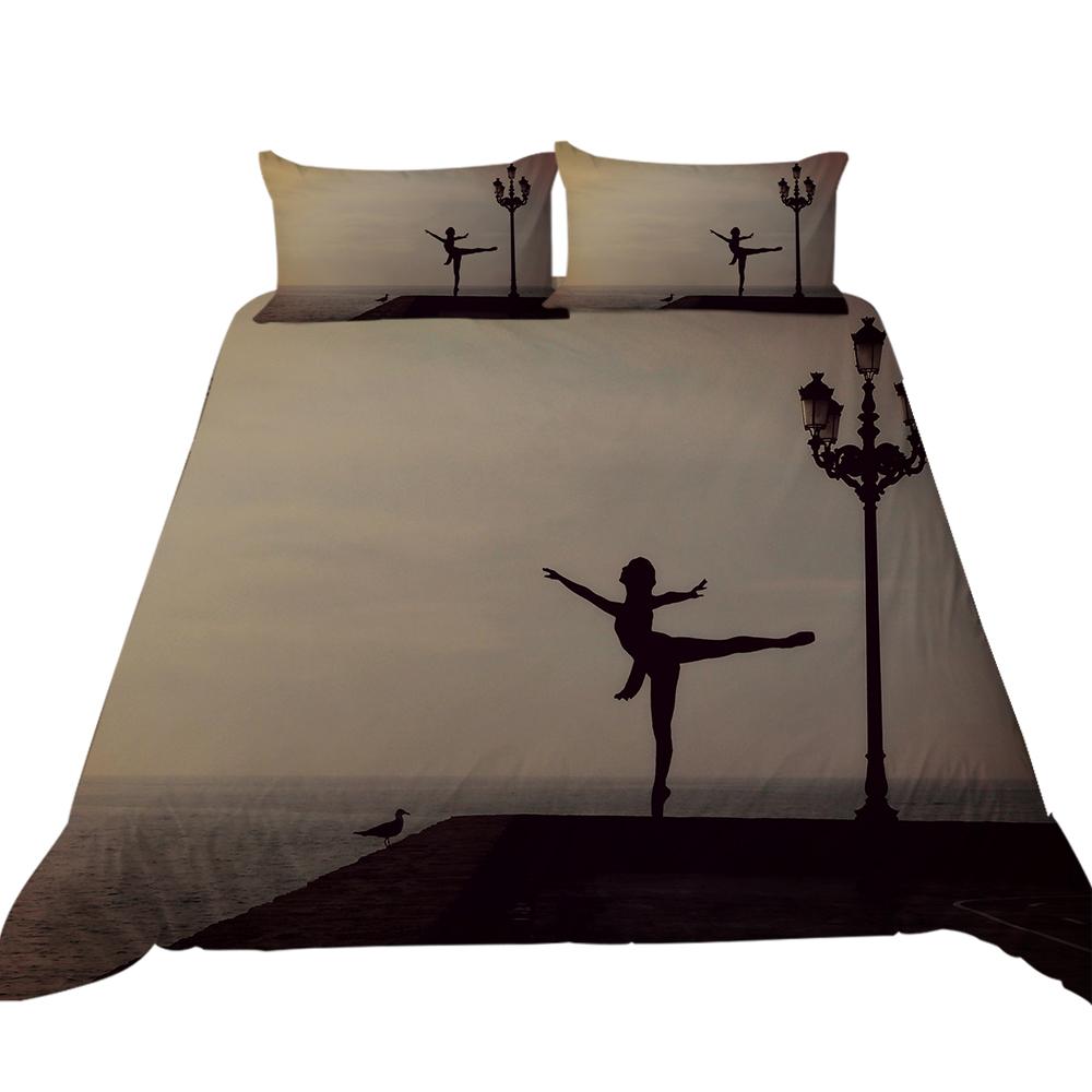 Роскошный домашний комплект постельного белья с 3D танцевальным узором, полноразмерное пододеяльник и наволочка, моющееся удобное постельное белье для спальни с принтом теней для танца