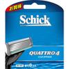 Sic Japan Schick Quattro 4 Blades (8 Pcs.) Men's Replacement Blades Razors for Men Men's Replacement Blades