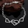 Copper Bracelets for Women Crystal LOVE Heart Chain Fashion Jewelry for Wedding Party Christmas Gifts