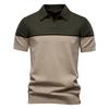 Летняя новая мужская трикотажная рубашка поло с коротким рукавом, в цветовой блок, для внешней торговли, с лацканом, повседневная