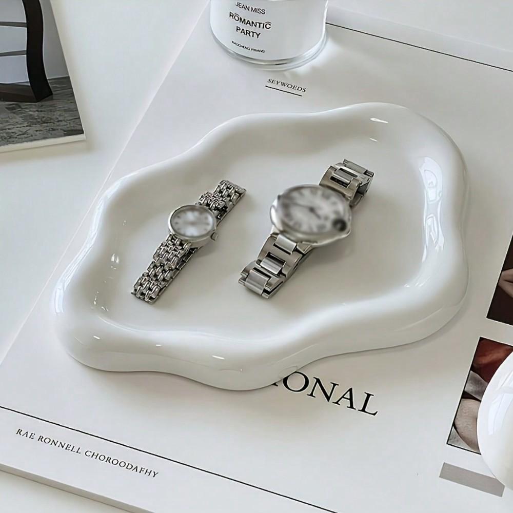 Элегантный керамический поднос в форме облака - однослойная подставка для ювелирных изделий и духов, поднос для ювелирных изделий, место для хранения ключей - подарок на День матери, День святого Валентина