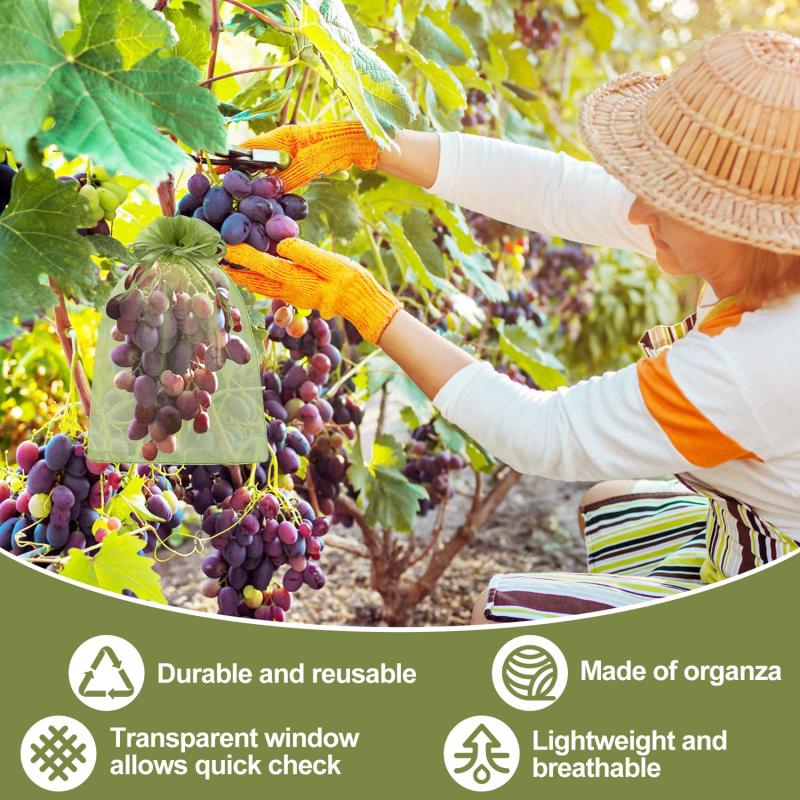 50pcs Garden Fruit Mesh Drawstring Bags Plant Fruit Protective Cover Vegetable Tomato Netting Bags