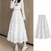 White Cake Skirt for Women In Spring and Summer New Style Skirt Gentle Style Small Midi Skirt High Waist Elegant Skirt