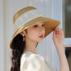 Новая соломенная шляпа женская пляжная солнцезащитная шляпа с бантом летняя элегантная французская шляпа от солнца для путешествий на открытом воздухе шляпа от солнца