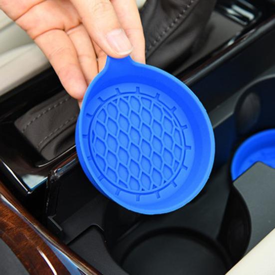 2Pcs Car Coasters Silicone Drink Cup Holder Protector with Handle Design Easy To Clean Car Water Coaster