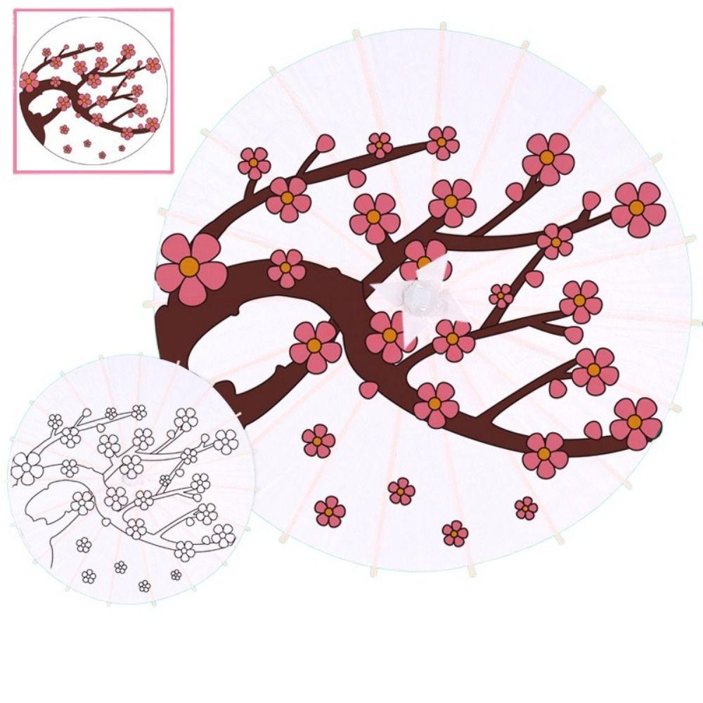 Comfortable Grip Blank Paper Umbrella DIY Wood Drawing Umbrella Oil Paper Umbrella  Dance Prop