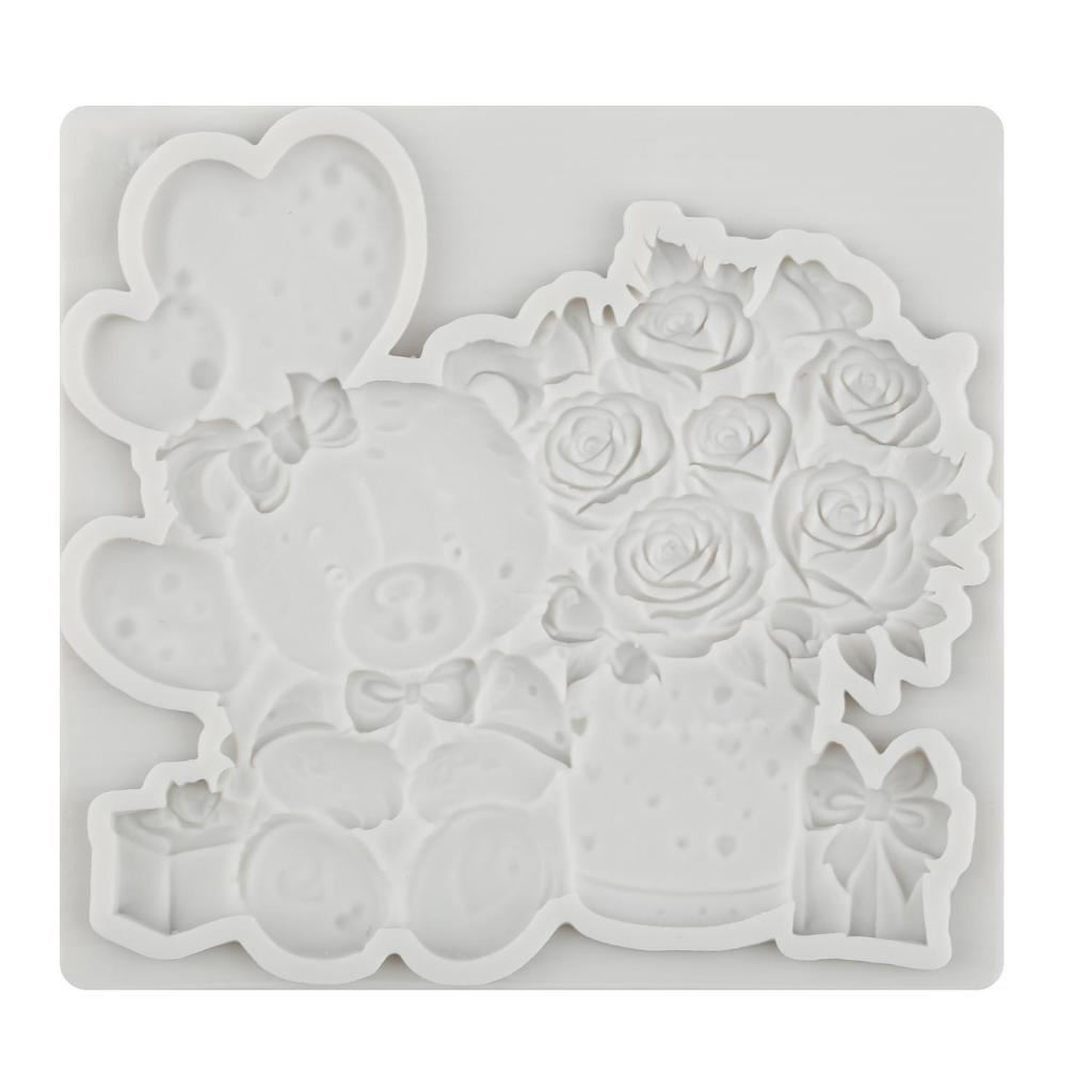 Bear Silicone Molds Rose Flower Fondant Mold Cake Decorating Tools Cupcake Topper Chocolate Candy Craft Gum Paste Polymer Clay