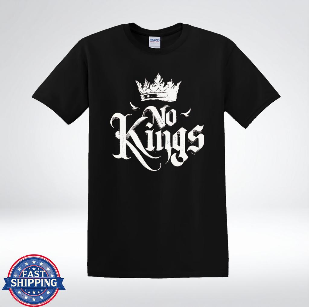 No Kings Shirt Crown Graphic Anti Authority Statement T-Shirt