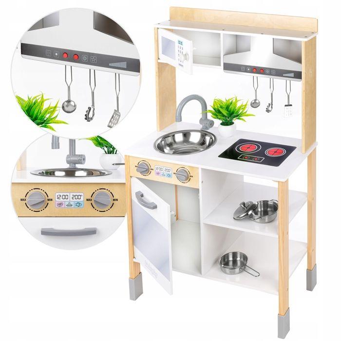 Cuisine En Bois Pour Enfants - GREEN SERIES - GS0061 - Hotte Lumineuse Et Sonore - Accessoires Inclus - 100 Cm