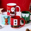 1 шт. 12 унций Рождественская синяя керамическая кружка с мультяшным оленем для горячих напитков, праздничный подарок для друзей и семьи