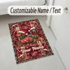 Christmas Theme Crystal Velvet Rug Personalized Custom Name Text Soft Floor Mat Home Decor