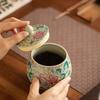 Китайская керамическая чайница, разноцветная цветочная банка для конфет, домашняя портативная коробка для хранения кофейных зерен, орехов, лекарственных материалов, домашнее украшение