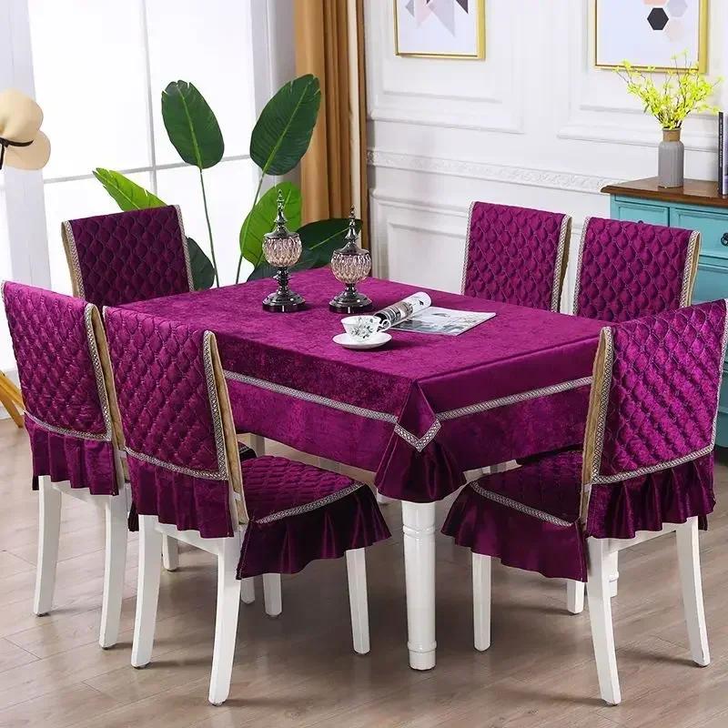 Легкий роскошный волнистый кружевной чехол на стул, утолщенная тканевая подушка для обеденного стола, европейский стиль, большой цветочный скатерть, чехол на стул