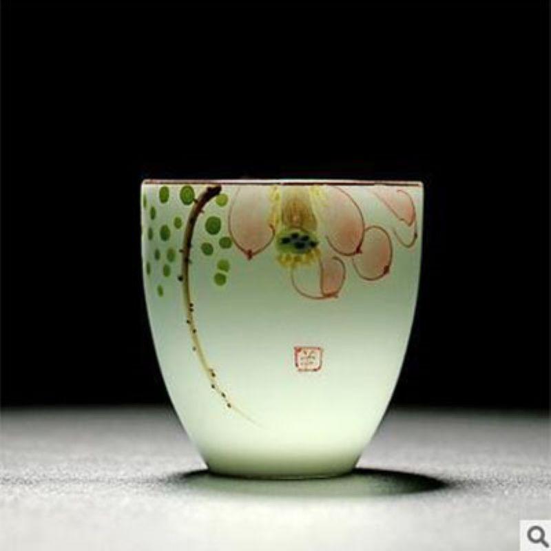 Hand-painted Teacup Ceramic Master Cup, 100ml Jade Porcelain Kung Fu Tea Set Teacup Single Cups Handmade Teaware