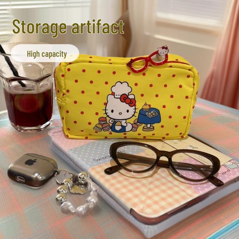 Большая вместительная холщовая косметичка Hello Kitty для женщин