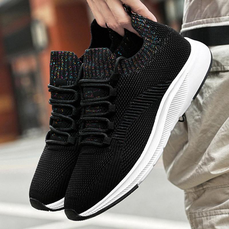 Fashion Summer Breathable Mesh Elevator Shoes for Men 7cm Invisible Height Increase Outdoor Black Sneakers Casual Soft Lightweight Shoes
