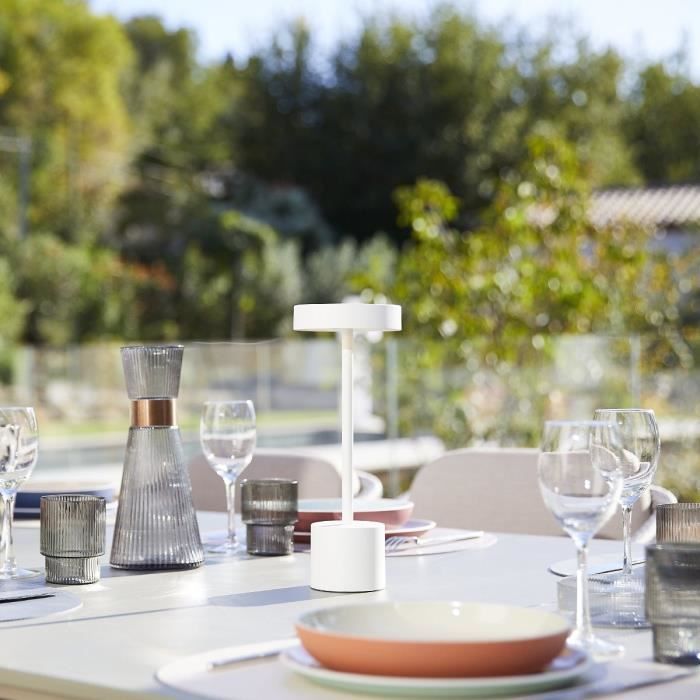 Lampe De Table Sans Fil - LUMISKY - ROBY WHITE - H30 Cm - Touch En Aluminium - Blanc Mat - LED