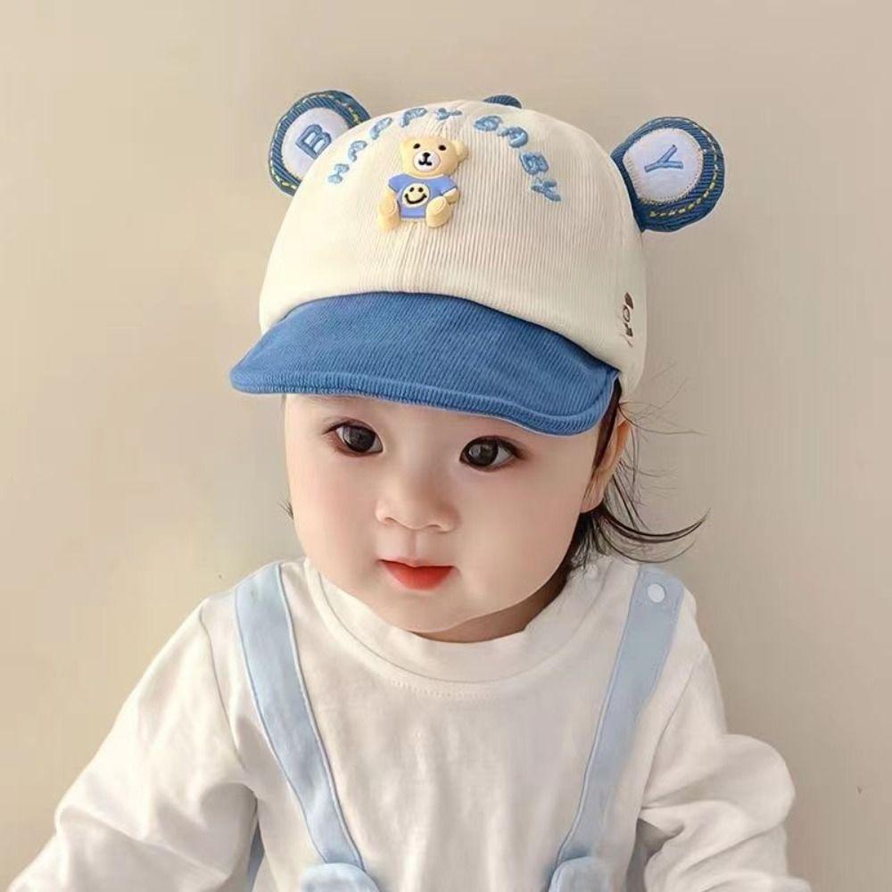 Cartoon Bear Kids Baseball Caps Adjustable Sunshade Visor Hat Korean Baby Peaked Caps Boys Girls