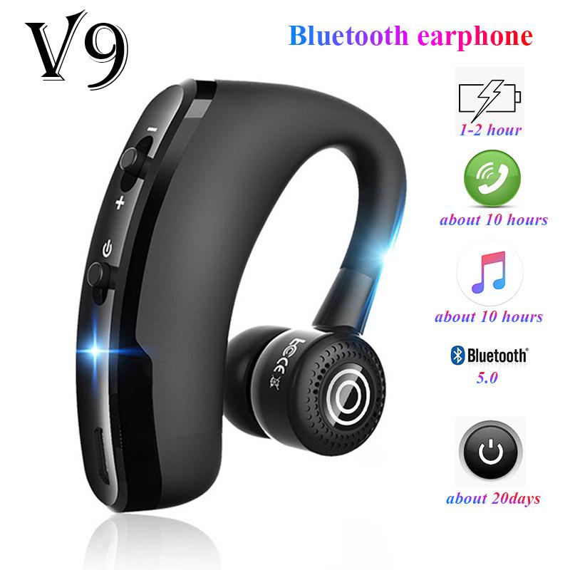 V9 Беспроводные Bluetooth 5.2 Наушники Handsfree Бизнес Одиночные Наушники С Микрофоном Ушной Крючок Сверхдлительный Режим ожидания Гарнитура Для iPhone Samsung Huawei