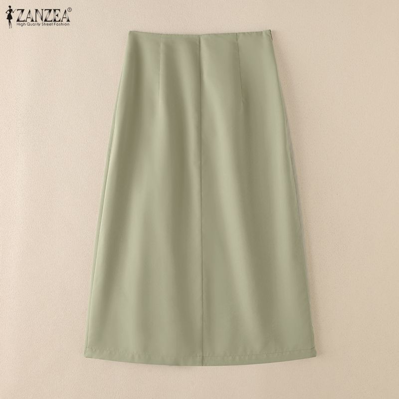 ZANZEA Женские элегантные повседневные миди-юбки однотонной расцветки