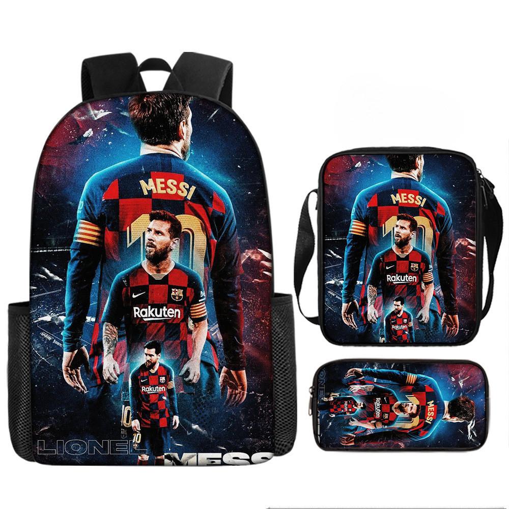 Мультяшный Месси Футбольная Печать Детский Рюкзак на Двойных Плечевых Лямках Для Использования в Школе