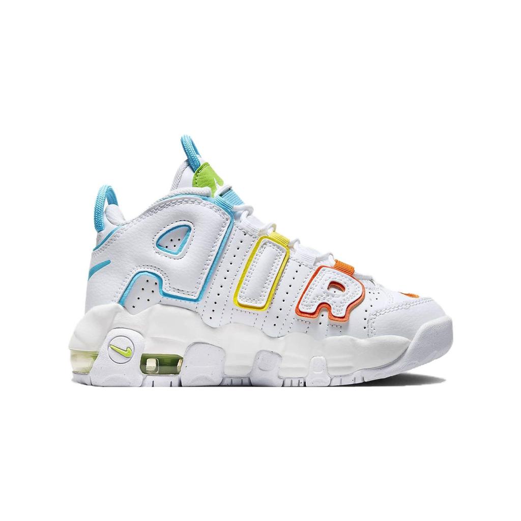 Nike Детские кроссовки Air More Uptempo PS White Rainbow Opti-Yellow Safety-Orange Baltic-Blue FJ4625-100