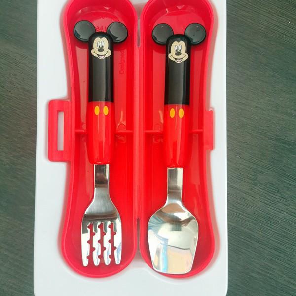 Мультяшная детская ложка для кормления из нержавеющей стали с портативной коробкой