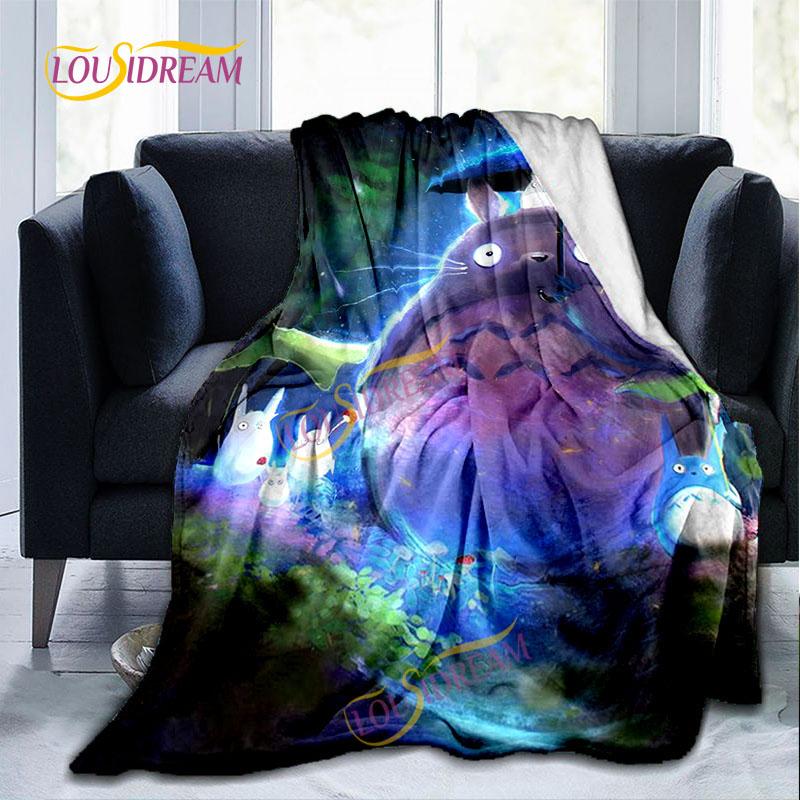 Одеяло с рисунком Тоторо для дома, мультиразмерное одеяло для домашнего офиса, детское ворсовое одеяло, теплое одеяло, походный коврик для пикника.