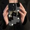 Вертикальная кожаная коробка с блестящим кошачьим корпусом, мягкий силиконовый чехол для телефона, задняя крышка с объективом камеры, полная защита для iPhone