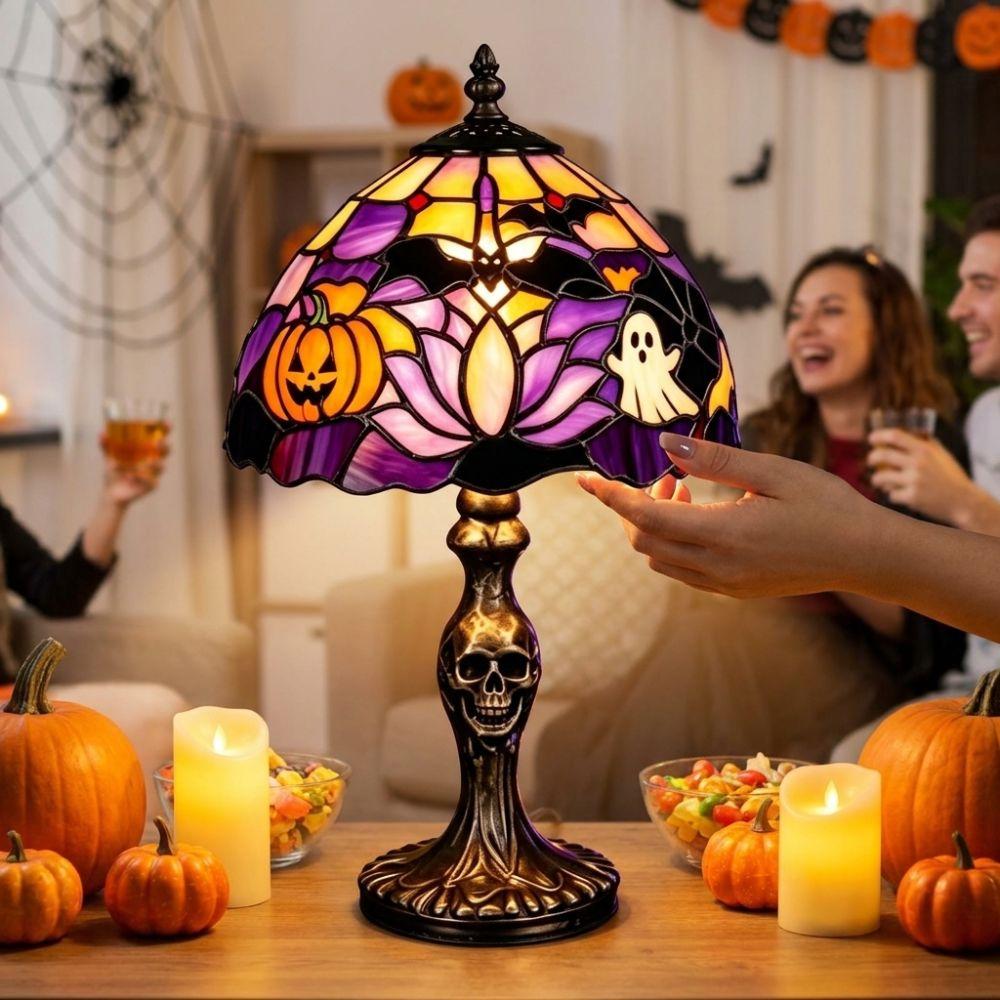 Painted Resin Pumpkin Lamp Handcrafted Halloween Table Lamp Indoor Home Decor