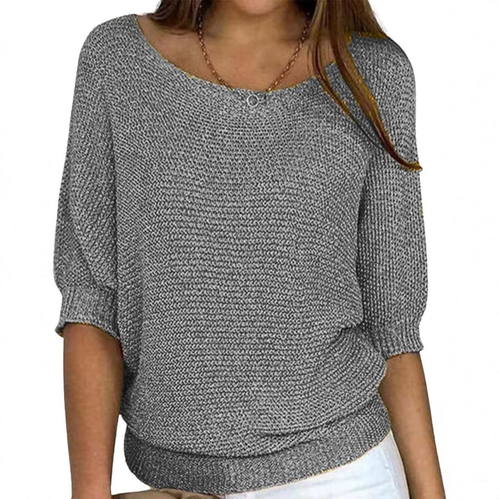 2026 Women's Versatile Short Sleeve Knit Sweater - Round Neck, Casual, Comfortable, Slimming & Loose Fit