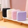 Women Portable Mini Corduroy Sanitary Napkins Storage Bag Travel Solid Color Cosmetic Toiletry Pouch with Zipper