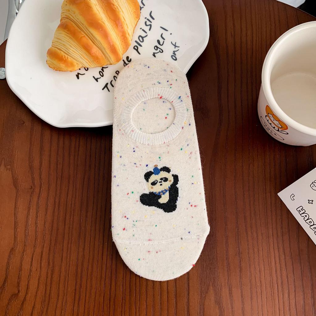 Cute Socks, Boat Socks, Summer Thin Idea Yarn, Cartoon Korean Boneless Silicone, Non-Slip Shallow Mouth Invisible Socks