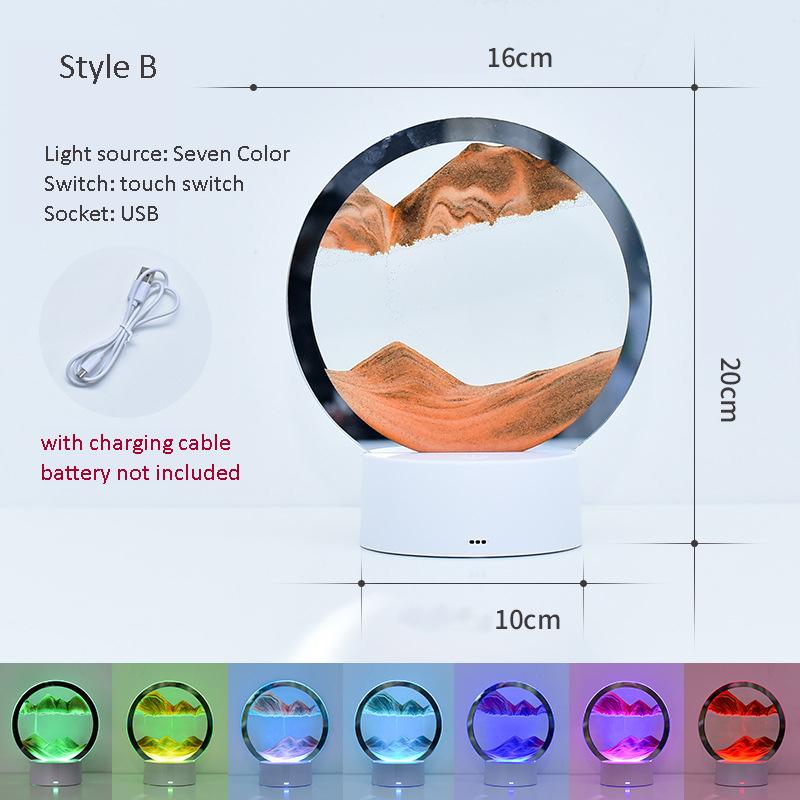 Светодиодная лампа для песка, художественная рамка с движущимся песком, RGB USB, песочные часы, 3D, глубокий морской пейзаж, дисплей в движении, украшение, ночник