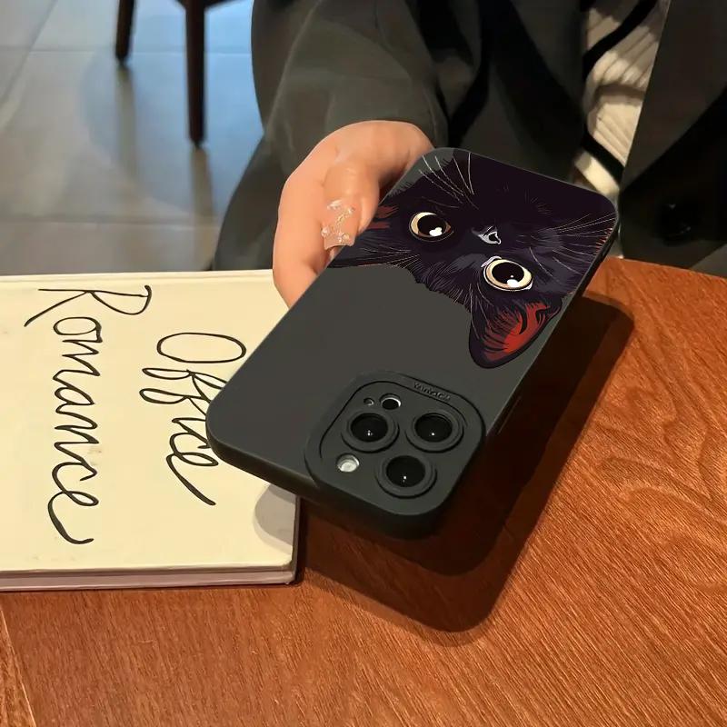 Милый Чехол Для Телефона Из Силикона С Рисунком Черной Кошки Для iPhone 17 Pro Max 16 15 14 13 12 11 Pro 17 Air 16E XS X XR 7 8 15 Plus Мягкая Крышка