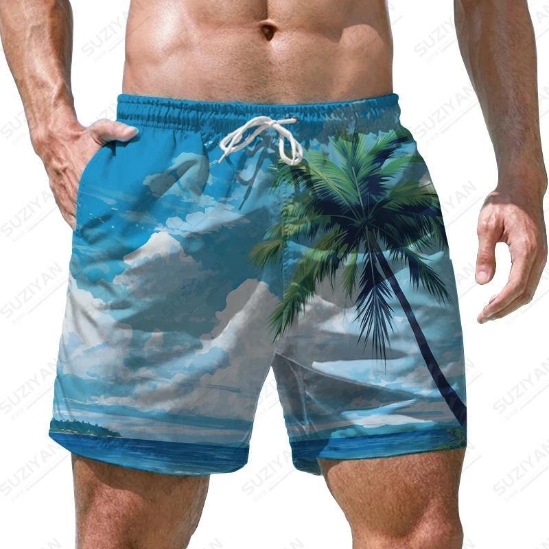 Sea Wave Pattern 3D Print Men's Shorts Quick Dry Swim Shorts Casual Beach Pants Oversized Sports Shorts Trend Men Clothing