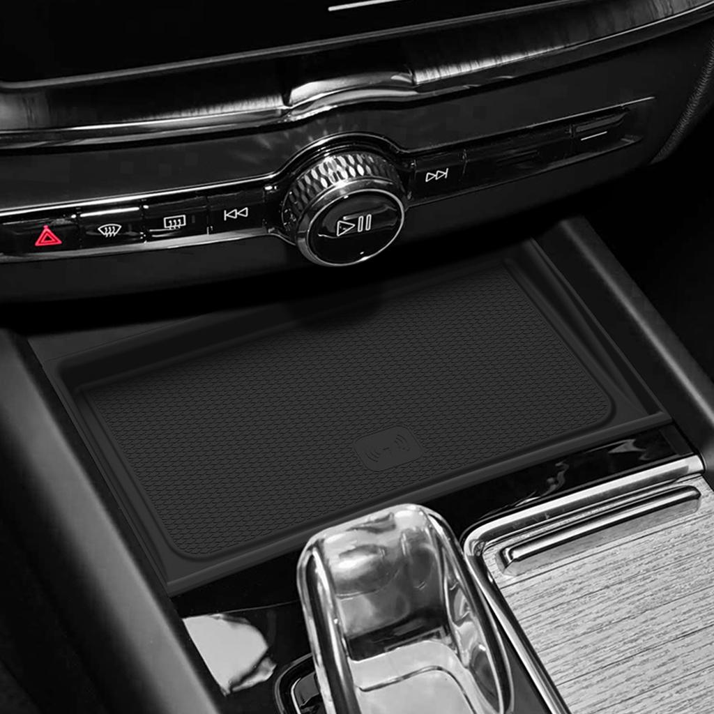 Для Volvo XC60 2026 Силиконовый коврик для беспроводной зарядки телефона Противоскользящий Защитный коврик от грязи Аксессуары для интерьера автомобиля Черный