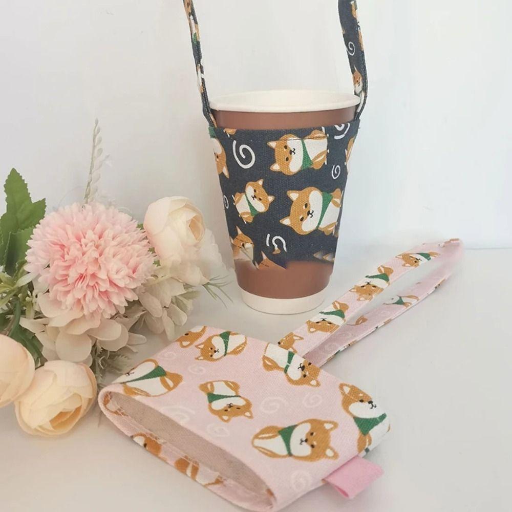 Handheld Water Bottle Carry Bag Cartoon Printing Cup Sleeve Portable Water Cup Pouch  Children