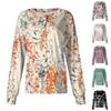 Женский повседневный однобортный однобортный защитная одежда с длинными рукавами и цветочным принтом, кардиган, топ
