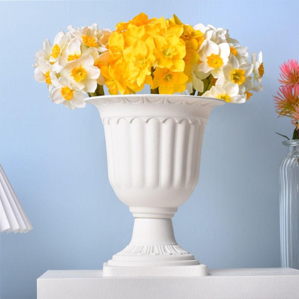 2pcs White Standing Flowerbed Roman Flower Vase Desktop Decor Ornament Planter  Flower Arrangement